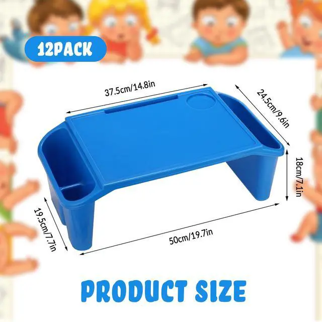 Alt view image 3 of 7 - 12 Pcs Kids Lap Desk Bulk Tray Lap Table Bed Table Plastic Desk with Extra Storage Space Activities Children Portable for Kids Students Work Study School Classroom(Blue)
