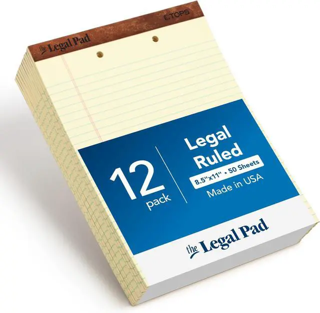 Main image of The Legal Pad Writing Pads, 8-1/2" x 11-3/4", Canary Paper, Legal Rule, 50 Sheets, 12 Count (7531) (Pack of 6)