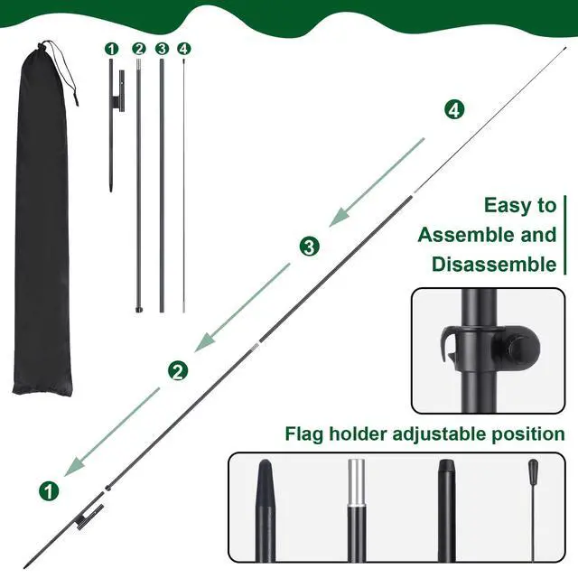 Alt view image 6 of 7 - 3 Pack 12ft Fresh Produce Farmers Market Feather Flags Banners Advertising Sign Fresh Produce Flag with Flag Pole Ground Stake Portable Bag for Food Advertising Vegetable Business (Green)