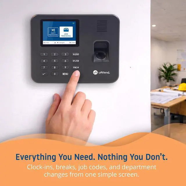 Alt view image 3 of 7 - RE2000 Biometric Time Clock for Employees Fingerprint + PIN Punching, WiFi Cloud Time & Attendance System with Offline Storage, Payroll-Ready Small Business Time Tracking