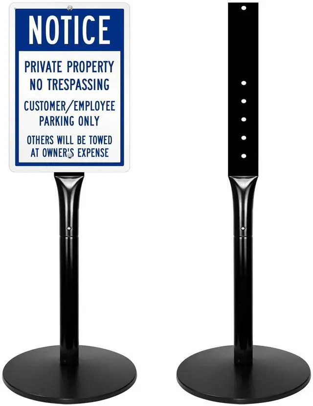 Main image of Parking Sign Post 49" Heavy Duty Cast Iron Parking Signs Stand, Movable Sign Stand for Hanging Signs, Black (20lbs, 2Packs)