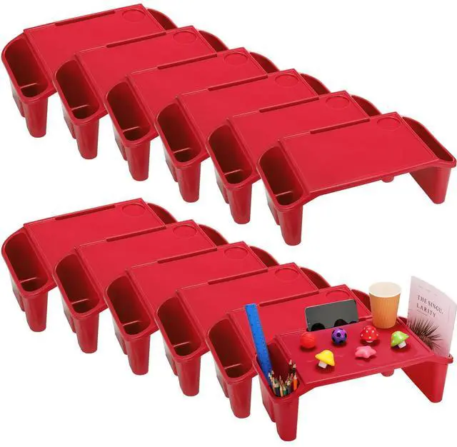 Main image of 12 Pcs Kids Lap Desk Bulk Tray Lap Table Bed Table Plastic Desk with Extra Storage Space Activities Children Portable for Kids Students Work Study School Classroom(Red)