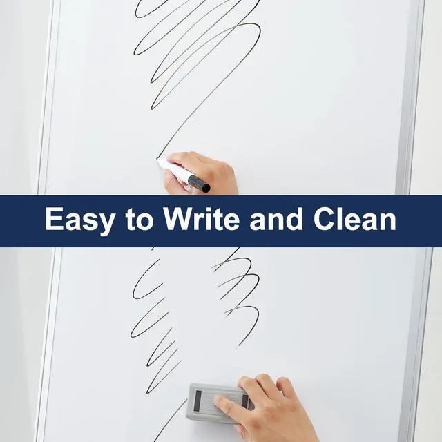 Alt view image 3 of 7 - Mobile Whiteboard Standing - 36 X 24 Inches Magnetic Dry Erase Easel, Height Adjustable Rolling White Board on Wheels with Flip Chart Hooks, White