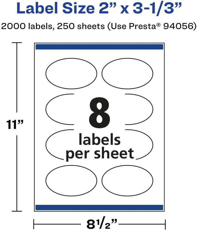 Alt view image 5 of 7 - ® Matte White Oval Labels, Sure Feed® Technology, 2" x 3-1/3", 2,000 Matte White Printable Labels