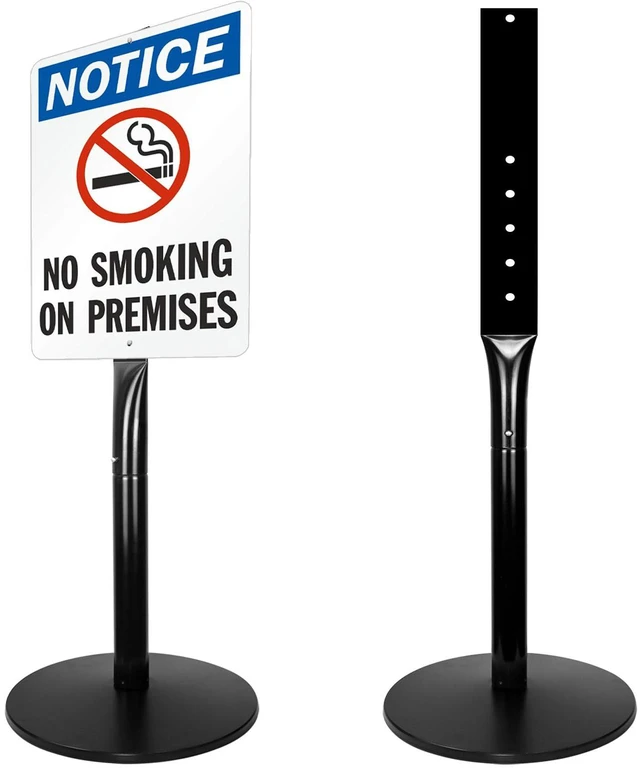 Main image of Parking Sign Post Heavy Duty 49" Movable Sign Stand, Cast Iron Base (Black-40Lbs-2Pack)