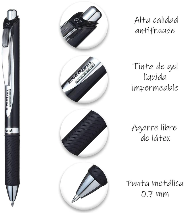 Alt view image 4 of 7 - EnerGel Permanent Security Pen Black 0.7mm Pack of 48 BLP77-AX