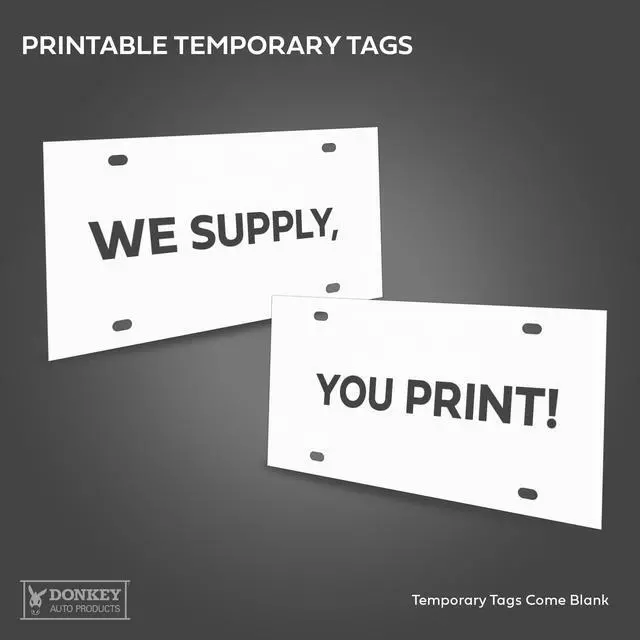Alt view image 5 of 7 - Temporary License Plate Tags - Printable Tear Resistant Waterproof Tags for Car Dealers (100 per Pack) (1 Perf / 5 Mil)