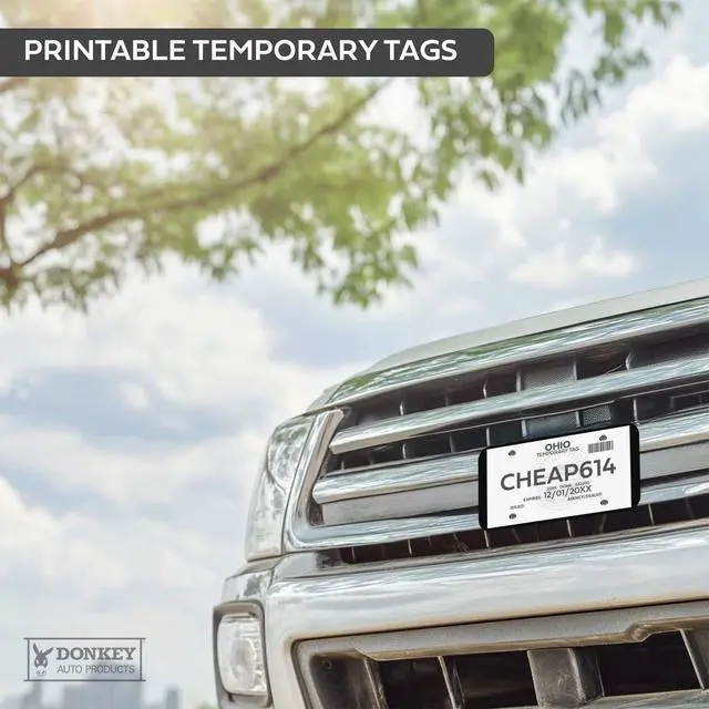 Alt view image 7 of 7 - Temporary License Plate Tags - Printable Tear Resistant Waterproof Tags for Car Dealers (100 per Pack) (1 Perf / 5 Mil)