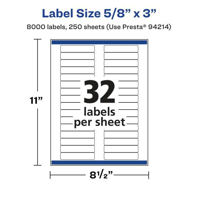 Alt view image 5 of 7 - ® Matte White Rectangle Labels, Sure Feed® Technology, 5/8" x 3", 8,000 Matte White Printable Labels