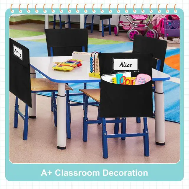 Alt view image 5 of 7 - Classrooms Chair Pockets, 24 PCS Sturdy 18"x20" Chair Bags for Classroom Chairback Pockets with Name Tags Storage for Supplies Classroom Organization Fits Most Student Chairs K-2 Teacher Essentials