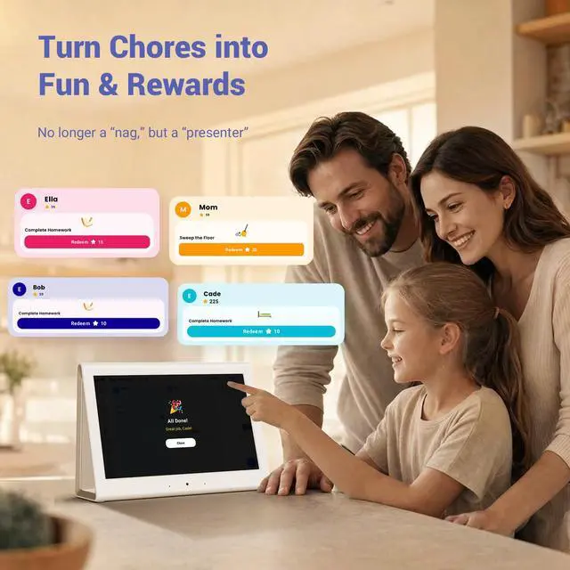 Alt view image 4 of 7 - 2026 New Upgraded Smart Digital Calendar, Family Planner No Subscription | Wall Planner WiFi Sync Color-Coded Family Schedule, Chore Chart & Meal Plan, HD Interactive Touchscreen Smart Calendar