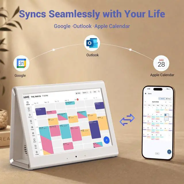 Alt view image 6 of 7 - 2026 New Upgraded Smart Digital Calendar, Family Planner No Subscription | Wall Planner WiFi Sync Color-Coded Family Schedule, Chore Chart & Meal Plan, HD Interactive Touchscreen Smart Calendar