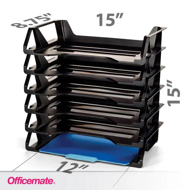 Alt view image 2 of 7 - Officemate Recycled Desk Tray,Side Load,15 1/8 x 8 7/8 x 15,Letter/A4, (26212),6 Count (Pack of 4)