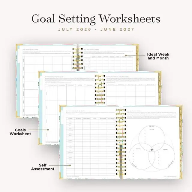 Alt view image 6 of 7 - 2026-2027 Daily Academic Planner, 7.4"x9.5", Capri | July 2026 - June 2027, Glossy Laminated Cover, Wirebound, Laminated Tabs, Storage Pocket, Stickers & Snap-In Ruler