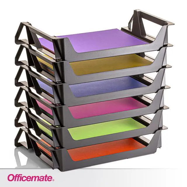 Alt view image 4 of 7 - Officemate Recycled Desk Tray,Side Load,15 1/8 x 8 7/8 x 15,Letter/A4, (26212),6 Count (Pack of 4)