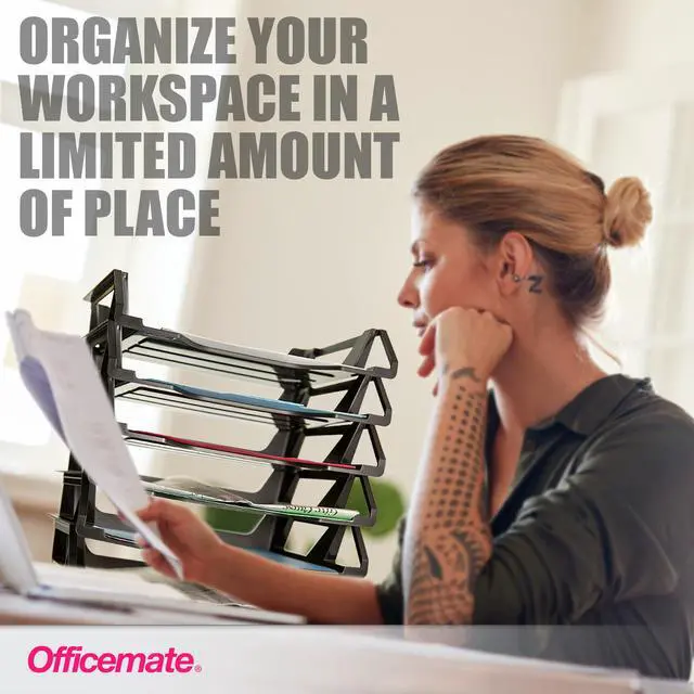 Alt view image 5 of 7 - Officemate Recycled Desk Tray,Side Load,15 1/8 x 8 7/8 x 15,Letter/A4, (26212),6 Count (Pack of 4)