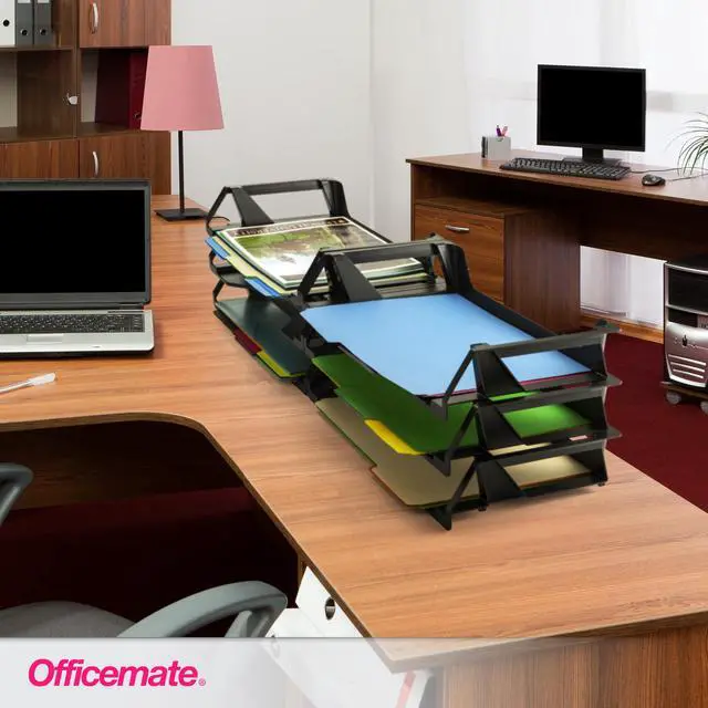 Alt view image 7 of 7 - Officemate Recycled Desk Tray,Side Load,15 1/8 x 8 7/8 x 15,Letter/A4, (26212),6 Count (Pack of 4)