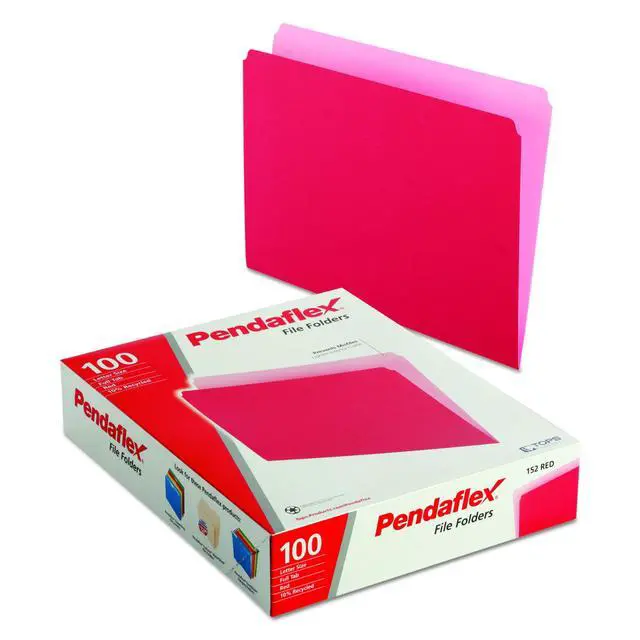 Alt view image 2 of 7 - Colored File Folders, Red (PFX152RED), Letter (Pack of 5)