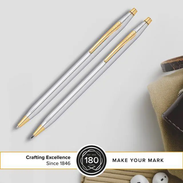 Alt view image 3 of 6 - Classic Century Refillable Pen & Pencil Gift Set Presented in a Luxury Gift Box - Medium Point, Black Ink, Medalist