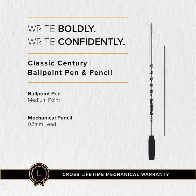 Alt view image 6 of 6 - Classic Century Refillable Pen & Pencil Gift Set Presented in a Luxury Gift Box - Medium Point, Black Ink, Medalist