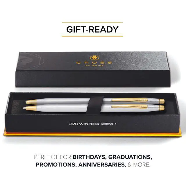 Alt view image 5 of 6 - Classic Century Refillable Pen & Pencil Gift Set Presented in a Luxury Gift Box - Medium Point, Black Ink, Medalist