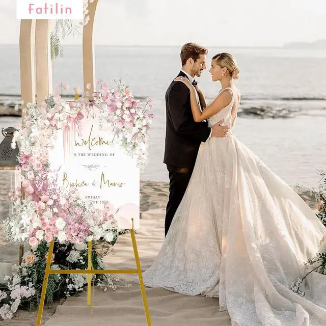 Alt view image 6 of 7 - 57" Gold Easel Stand for Sign, Heavy Duty Metal Floor Display Easel | 4-Tier Adjustable Floor Display Easel for Wedding Signs, Welcome Signs, Posters, Mirrors, Pictures, Art, Parties & Paintings