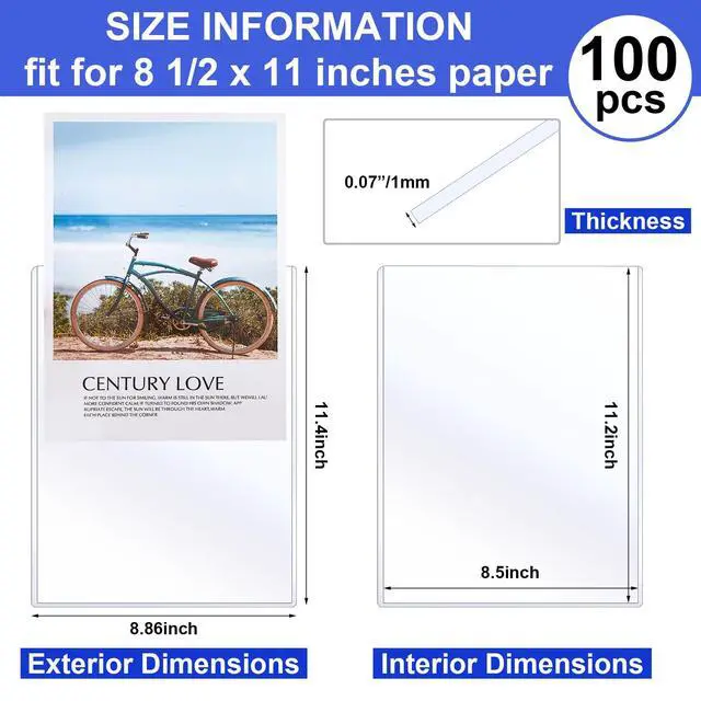 Alt view image 2 of 6 - 100 Pcs 8.5 x 11 Inch Rigid Sheet Protectors, Clear Plastic Document Sleeves, Hard Document Holder, Birth Certificate Protector Certificate Holder Clear Paper Protector for Important Documents