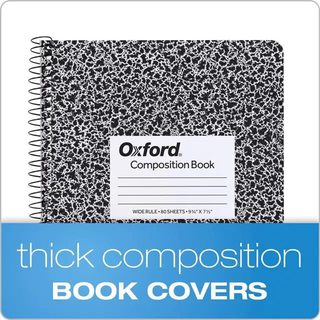Alt view image 2 of 7 - Spiral Composition Notebooks, Wide Ruled Paper, 9-3/4 x 7-1/2 Inches, 80 Sheets, Black Marble Cover (64950), 4 Count (Pack of 6)
