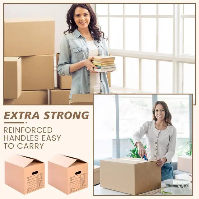 Alt view image 7 of 7 - 12 Set Kitchen Moving Boxes with Handle Hole Kit, 16 x 12 x 13 Inch, Included Glassware Moving Divider Kits Foam Pouches Cup and Plate Box Tape Rolls for Kitchen Packing Transportation