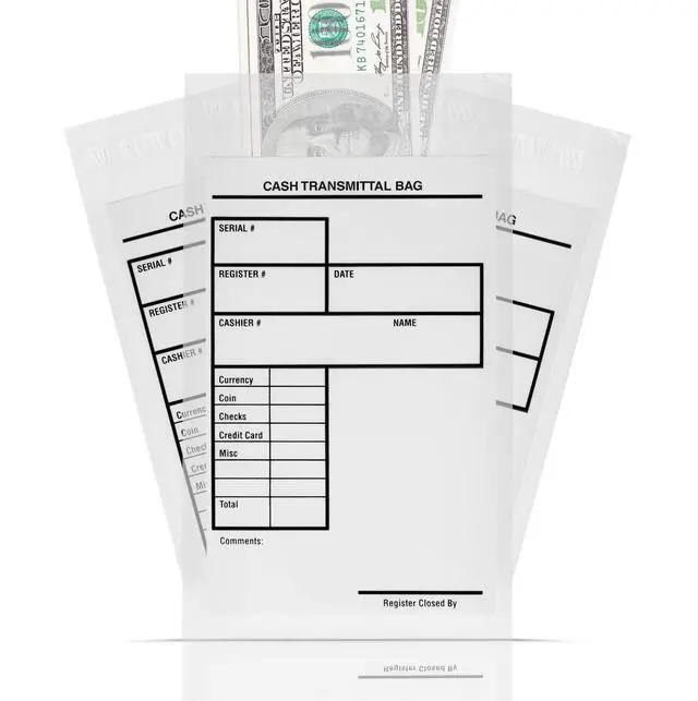 Main image of VaultGuard Tamper-Proof Bank Deposit Bags for Cash, 6 x 9-Inch, 500-Pack | Clear PE bags use a self-adhesive seal and write-on panel; thick, tear-resistant waterproof material holds cash and coins