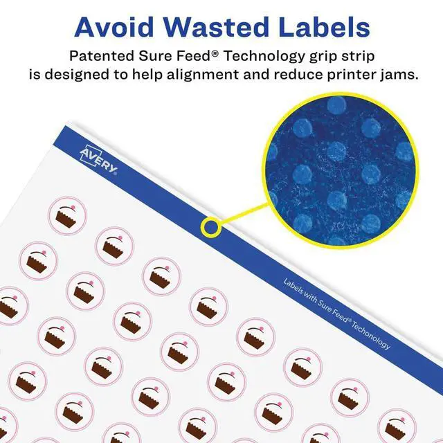 Alt view image 4 of 6 - ® Glossy Clear Round Labels, Sure Feed® Technology, 1" Diameter, 4,800 Glossy Clear Labels, Print-To-The-Edge, Laser/Inkjet Printable