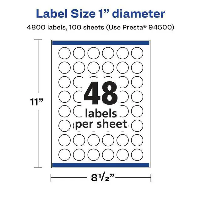 Alt view image 5 of 6 - ® Glossy Clear Round Labels, Sure Feed® Technology, 1" Diameter, 4,800 Glossy Clear Labels, Print-To-The-Edge, Laser/Inkjet Printable