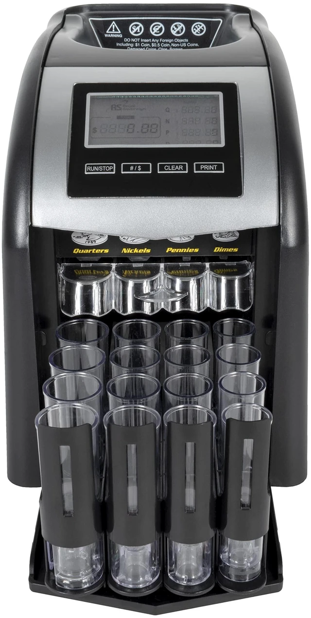 Alt view image 2 of 7 - 4 Row Electric Coin Counter/Sorter with Patented Anti-Jam Technology & Digital Counting Display (FS-44N), Black
