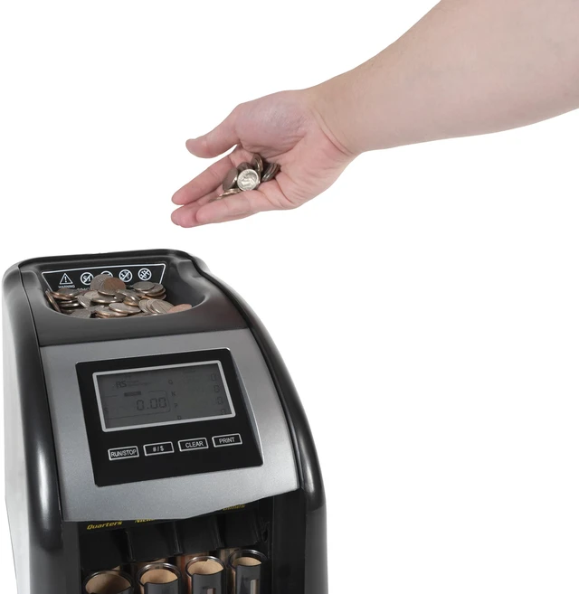 Alt view image 4 of 7 - 4 Row Electric Coin Counter/Sorter with Patented Anti-Jam Technology & Digital Counting Display (FS-44N), Black