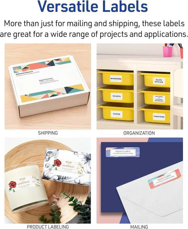 Alt view image 7 of 7 - Easy Peel Address Labels, 1" X 2-5/8" - 22,500 Blank White Mailing Labels for Shipping, Printing and More (5160)