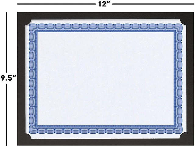 Alt view image 2 of 7 - Fine Stationary Certificate Holders | Plain Black, 50 Count, 9-1/2" x 12", Linen Cover, 80 lb. Stock, Single-Sided, Die-Cut Corners, For Office, School, and more