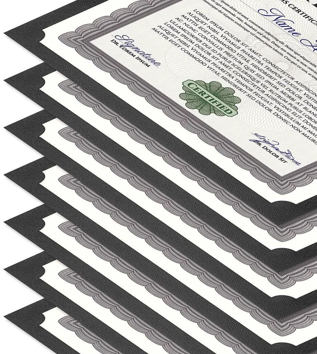 Alt view image 5 of 7 - Fine Stationary Certificate Holders | Plain Black, 50 Count, 9-1/2" x 12", Linen Cover, 80 lb. Stock, Single-Sided, Die-Cut Corners, For Office, School, and more