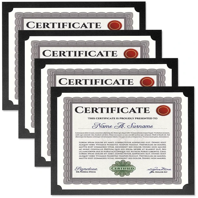 Alt view image 4 of 7 - Fine Stationary Certificate Holders | Plain Black, 50 Count, 9-1/2" x 12", Linen Cover, 80 lb. Stock, Single-Sided, Die-Cut Corners, For Office, School, and more