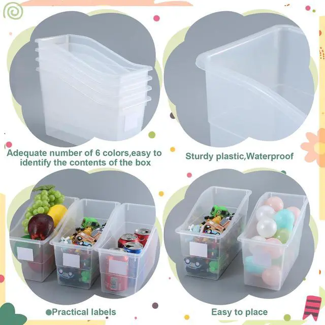 Alt view image 3 of 6 - 24 Pcs Book Bins with Labels Linking Storage Bins Folder Magazine File Holder Interlocking Plastic Book Organizer Container for Office Classroom Home (Clear)