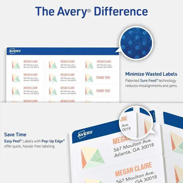 Alt view image 5 of 7 - Easy Peel Address Labels, 1" X 2-5/8" - 22,500 Blank White Mailing Labels for Shipping, Printing and More (5160)