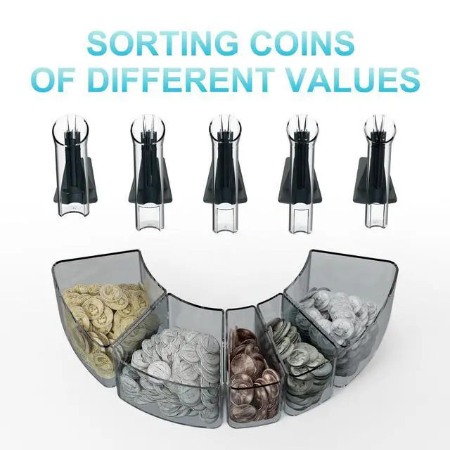 Alt view image 2 of 6 - Coin Counter and Sorter with TFT Display - Accurate Sorting Machine for 5 Denominations, Smooth Operation at Up to 350 Coins Per Minute, Ideal for Efficient Money Management