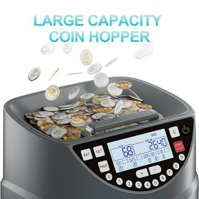Alt view image 3 of 6 - Coin Counter and Sorter with TFT Display - Accurate Sorting Machine for 5 Denominations, Smooth Operation at Up to 350 Coins Per Minute, Ideal for Efficient Money Management