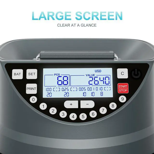 Alt view image 4 of 6 - Coin Counter and Sorter with TFT Display - Accurate Sorting Machine for 5 Denominations, Smooth Operation at Up to 350 Coins Per Minute, Ideal for Efficient Money Management