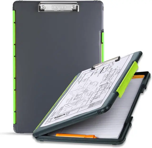 Main image of Legal Size XL Slimcase 2 Storage Clipboard, Gray with Green Clip, 15.5" x 10.5" (Pack of 6)