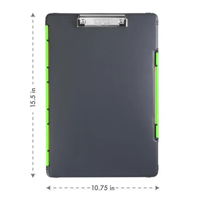 Alt view image 4 of 4 - Legal Size XL Slimcase 2 Storage Clipboard, Gray with Green Clip, 15.5" x 10.5" (Pack of 6)