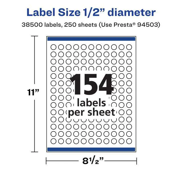 Alt view image 5 of 7 - ® Matte White Round Labels, Sure Feed® Technology, 1/2" Diameter, 38,500 Matte White Printable Labels