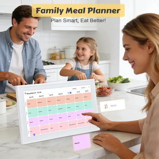 Alt view image 5 of 7 - 15.6" Smart Digital Wall Calendar - WiFi Family Organizer with Sync Google/Outlook/Apple Calendar, Touchscreen Meal Planner & Chore Chart, Digital Photo Frame for Home & Office