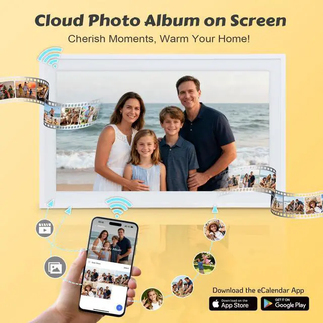 Alt view image 6 of 7 - 15.6" Smart Digital Wall Calendar - WiFi Family Organizer with Sync Google/Outlook/Apple Calendar, Touchscreen Meal Planner & Chore Chart, Digital Photo Frame for Home & Office
