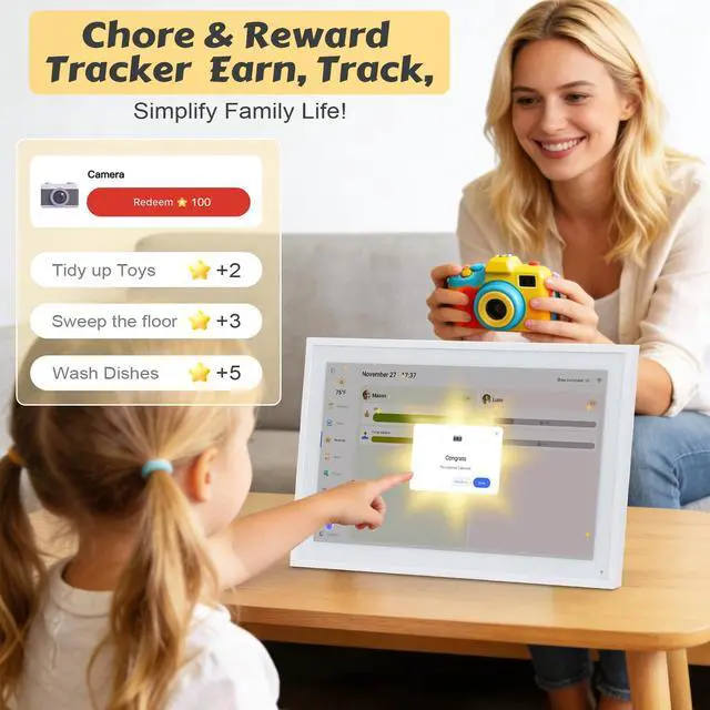 Alt view image 4 of 7 - 15.6" Smart Digital Wall Calendar - WiFi Family Organizer with Sync Google/Outlook/Apple Calendar, Touchscreen Meal Planner & Chore Chart, Digital Photo Frame for Home & Office