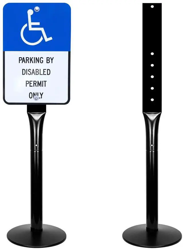 Main image of Heavy Duty Parking Sign Post 48" Sign Base Cast Iron Sign Stand, Movable Parking Sign Stand for Hanging Signs (Black-2 Pack-30 lbs)